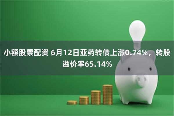 小额股票配资 6月12日亚药转债上涨0.74%，转股溢价率65.14%