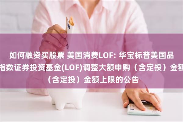 如何融资买股票 美国消费LOF: 华宝标普美国品质消费股票指数证券投资基金(LOF)调整大额申购（含定投）金额上限的公告